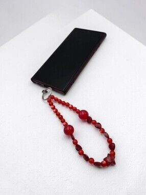 Handmade Red Beaded Phone Charms